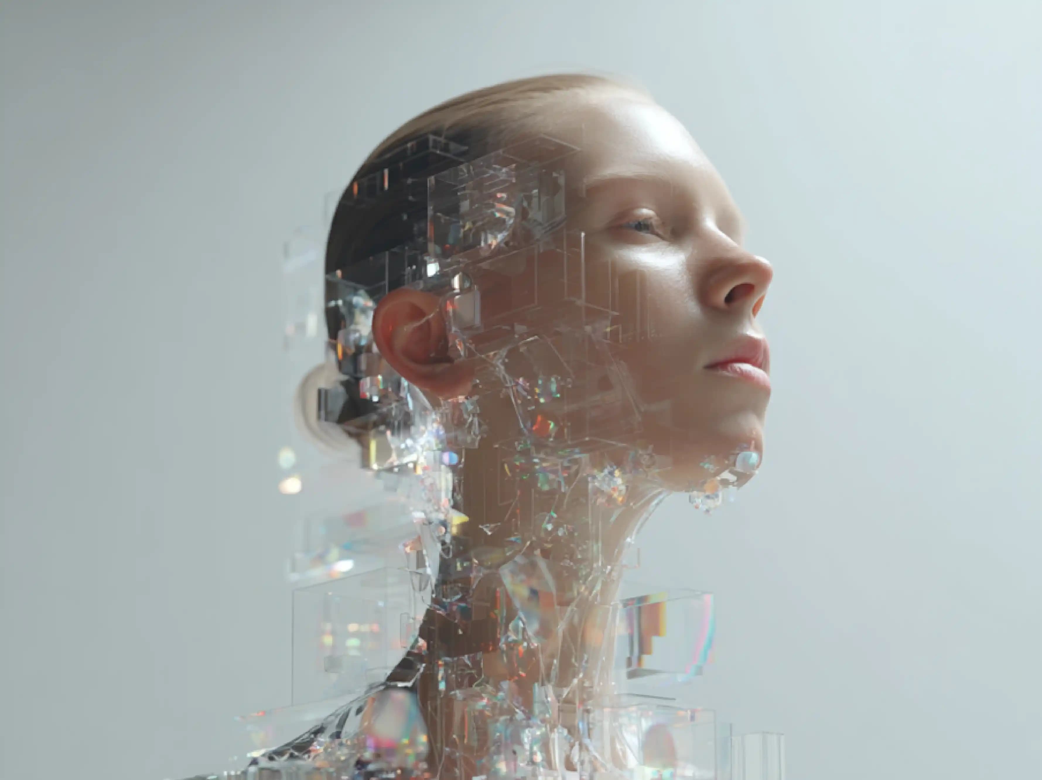 Futuristic AI-generated woman with a digital technology effect