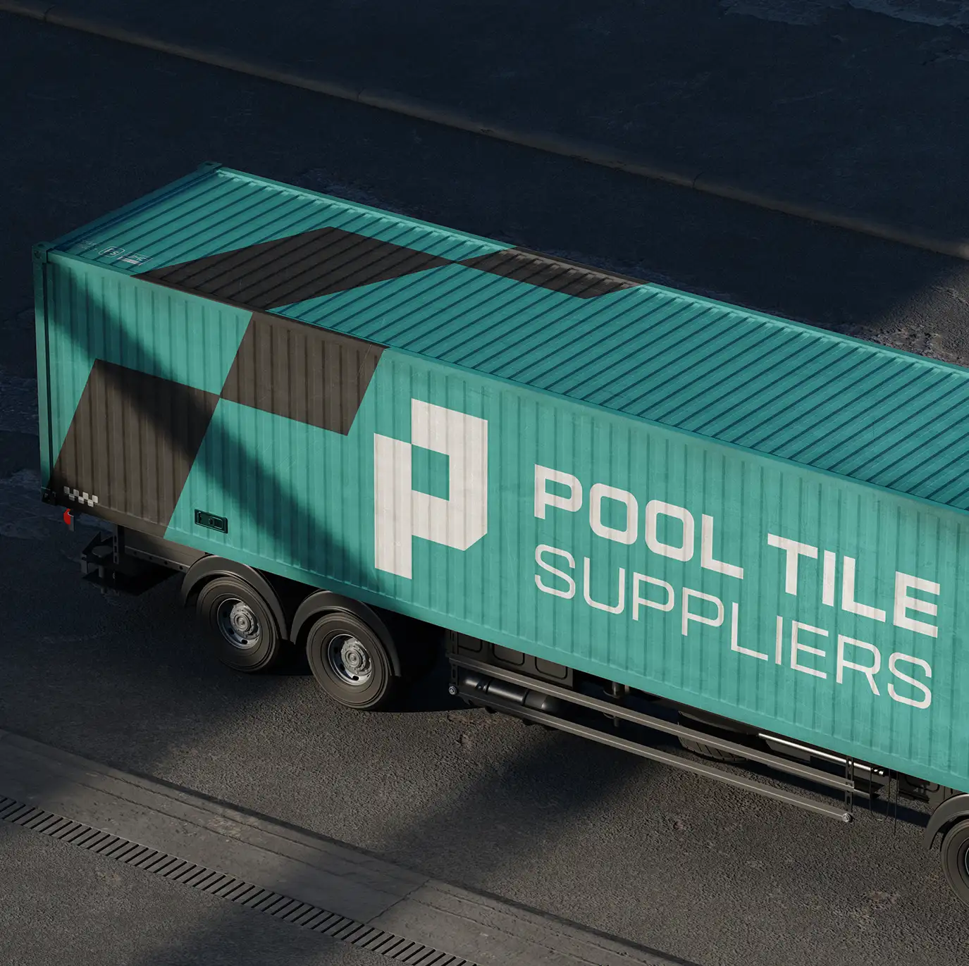 Pool Tile Suppliers truck branding and website development project for the construction industry